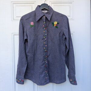 Levi's Purple Button Down Shirt with Floral Embroidery